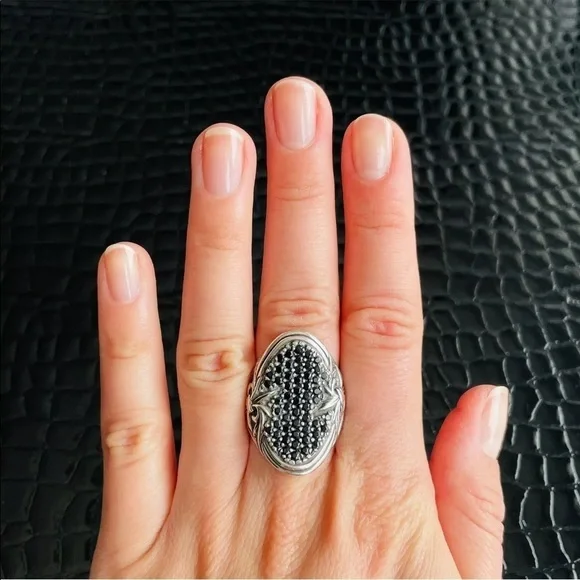 Scott Kay Black Sapphire Concave Sterling Silver Ring